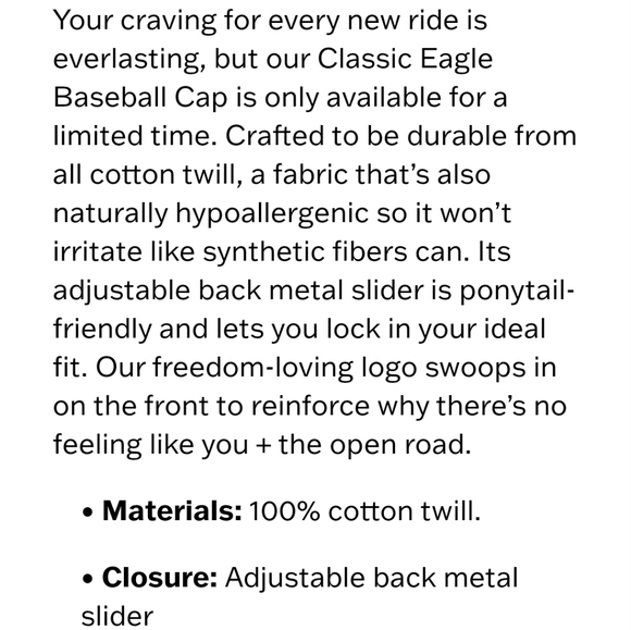 NWT Women's Harley-Davidson Classic Eagle Adjustable Hat - Picture 9 of 9